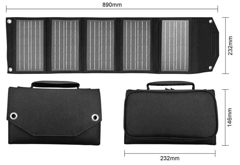 20W foldable solar charger size