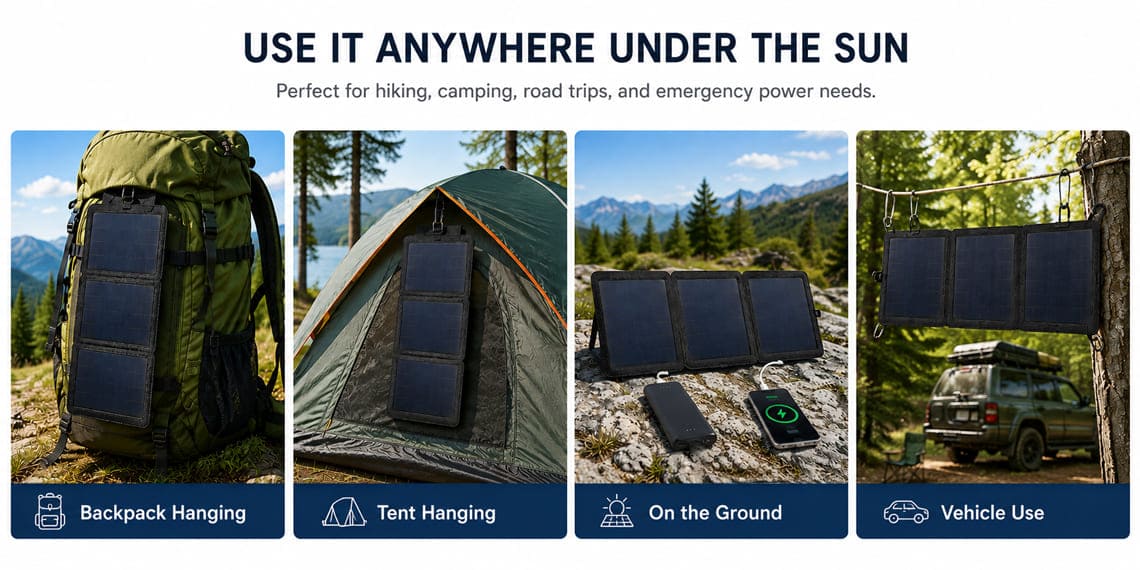 20W 3-fold foldable solar panel outdoor applications