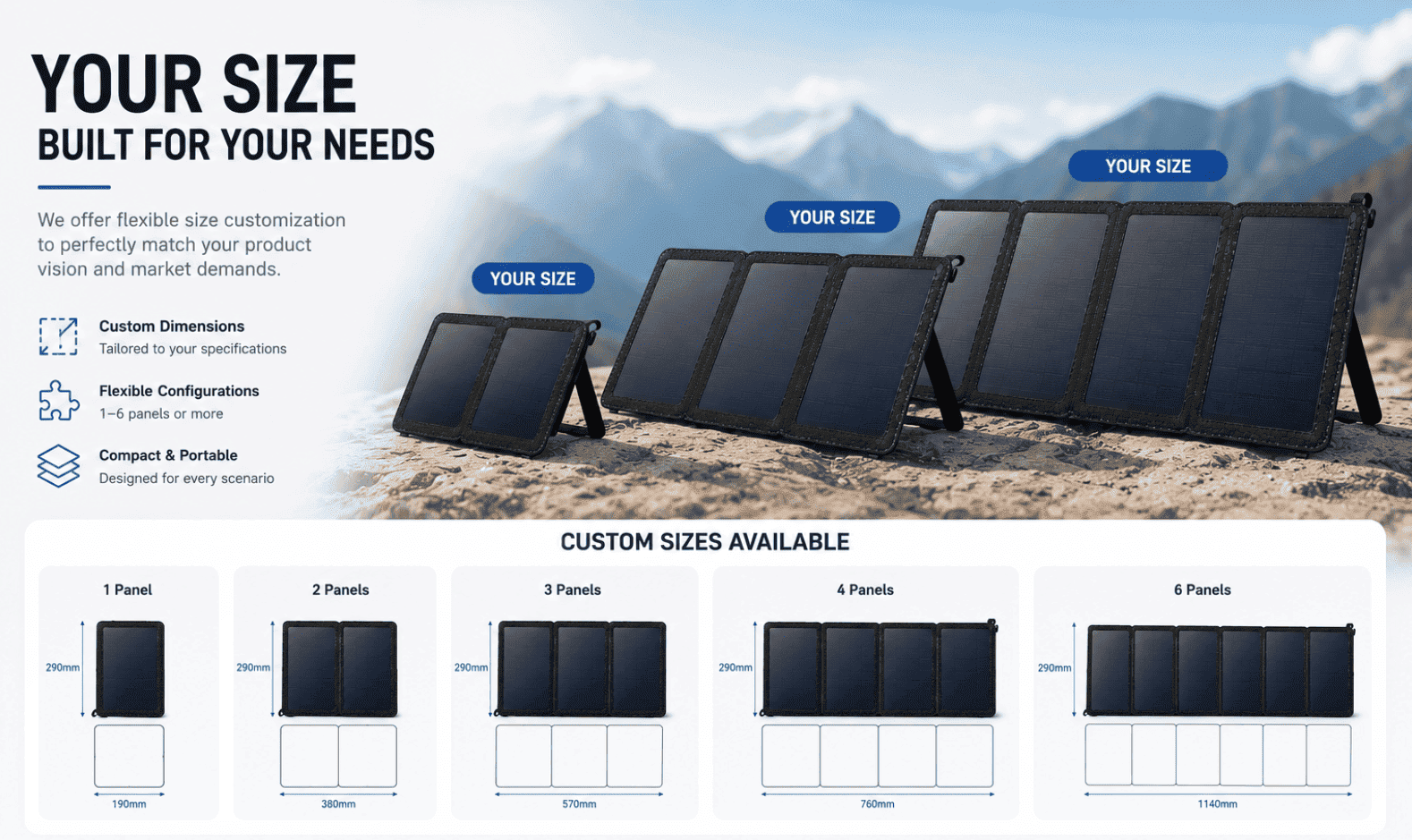 20W 3-fold solar panel size